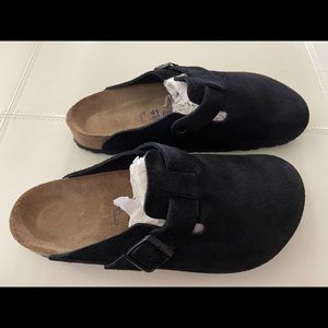 Mens Birkenstock Clogs Sandals Size 8 Black Suede
